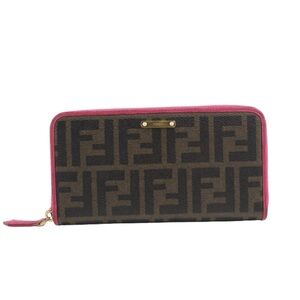Fendi Brown and Pink Zipper Wallet